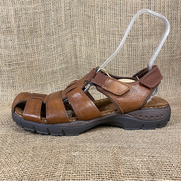EARTH sandal brown Fisherman leather sprit Walking GelronSize 15 - Picture 2 of 9